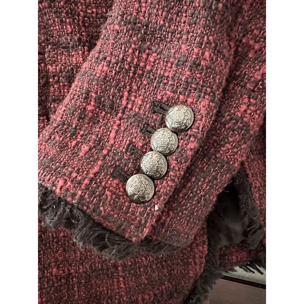 Banana Republic Boucle Raw Edge Academy Blazer Ruby Wine 2P Petite - Picture 8 of 9